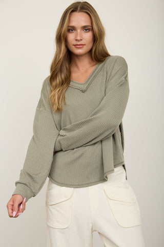 V-Neck Ribbed Top