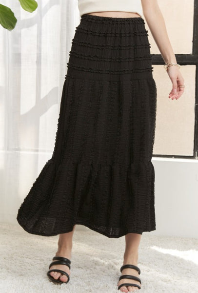Textured Tiered Midi Skirt