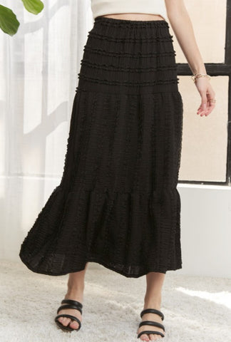 Textured Tiered Midi Skirt