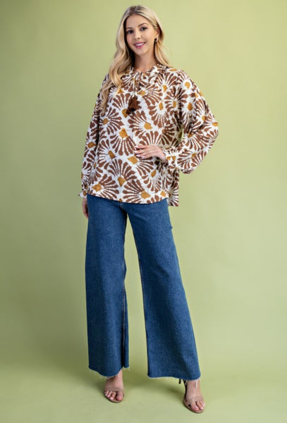 Long-Sleeve Almond/Gold W/self Tie Tassel