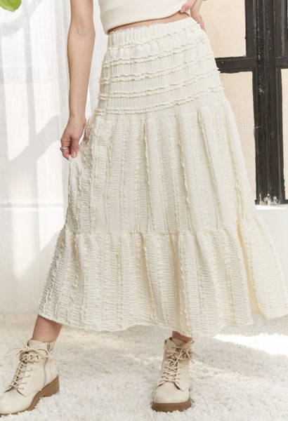 Textured Tiered Midi Skirt