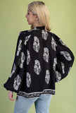 Printed Long-Sleeve Self-Tie