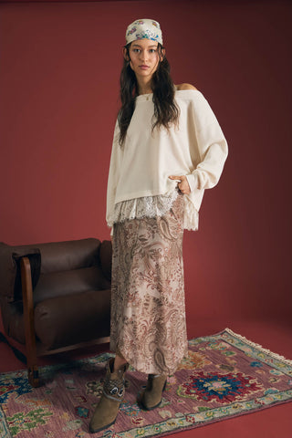 Midi Paisley with Lace Trim