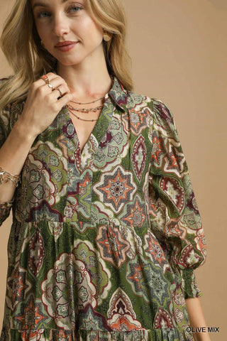 Boho Print Midi Dress