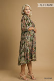 Plus Size Boho Print Midi Dress