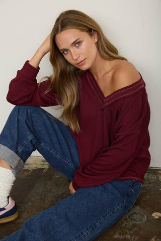 V-Neck Ribbed Top