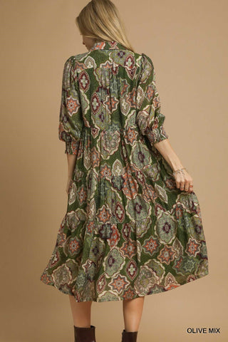 Boho Print Midi Dress