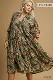 Plus Size Boho Print Midi Dress