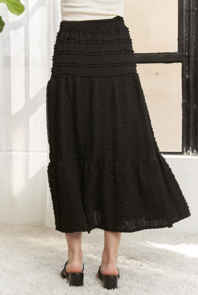 Textured Tiered Midi Skirt