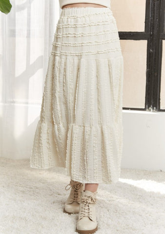Textured Tiered Midi Skirt