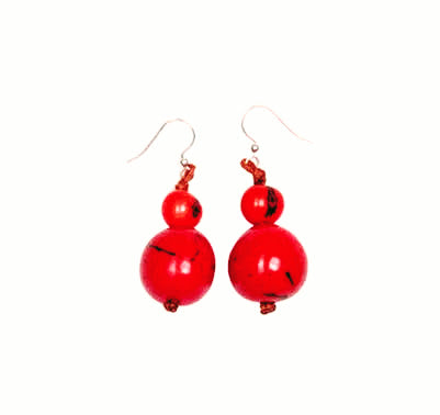 Red Handcrafted Seed/Berry 100% Organic Earrings