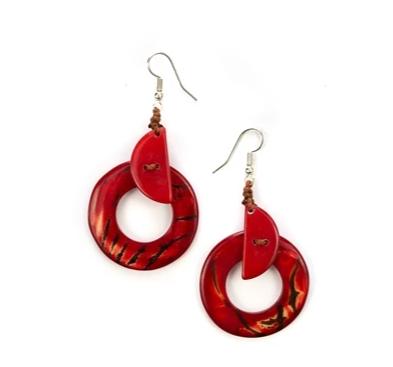 Red Circle Dangle Earrings