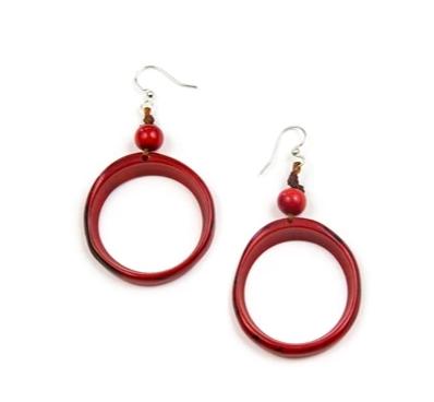 Red Ring of Life Tagua Earrings