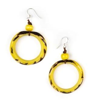 Yellow Ring of Life Tagua Earrings