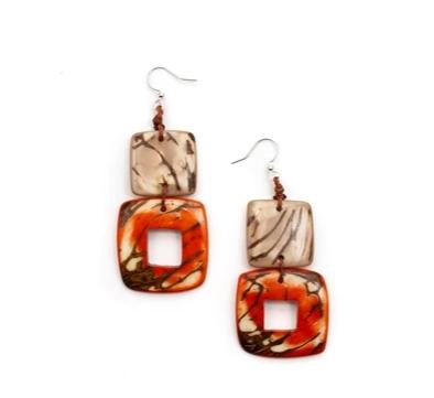 Square Two-tone Dangle Earrings