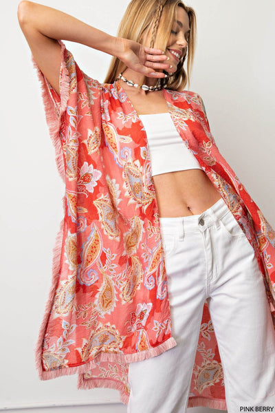 Paisley Mixed Print Kimono