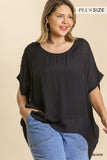 Short Dolman Sleeve Sheer Top with Lining